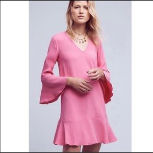Anthro HD in Paris Bell Sleeve Shift Dress Pink 0